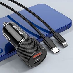 Автомобильное зарядное устройство Kakusiga KSC-678 + Lightning (Black) Thumb