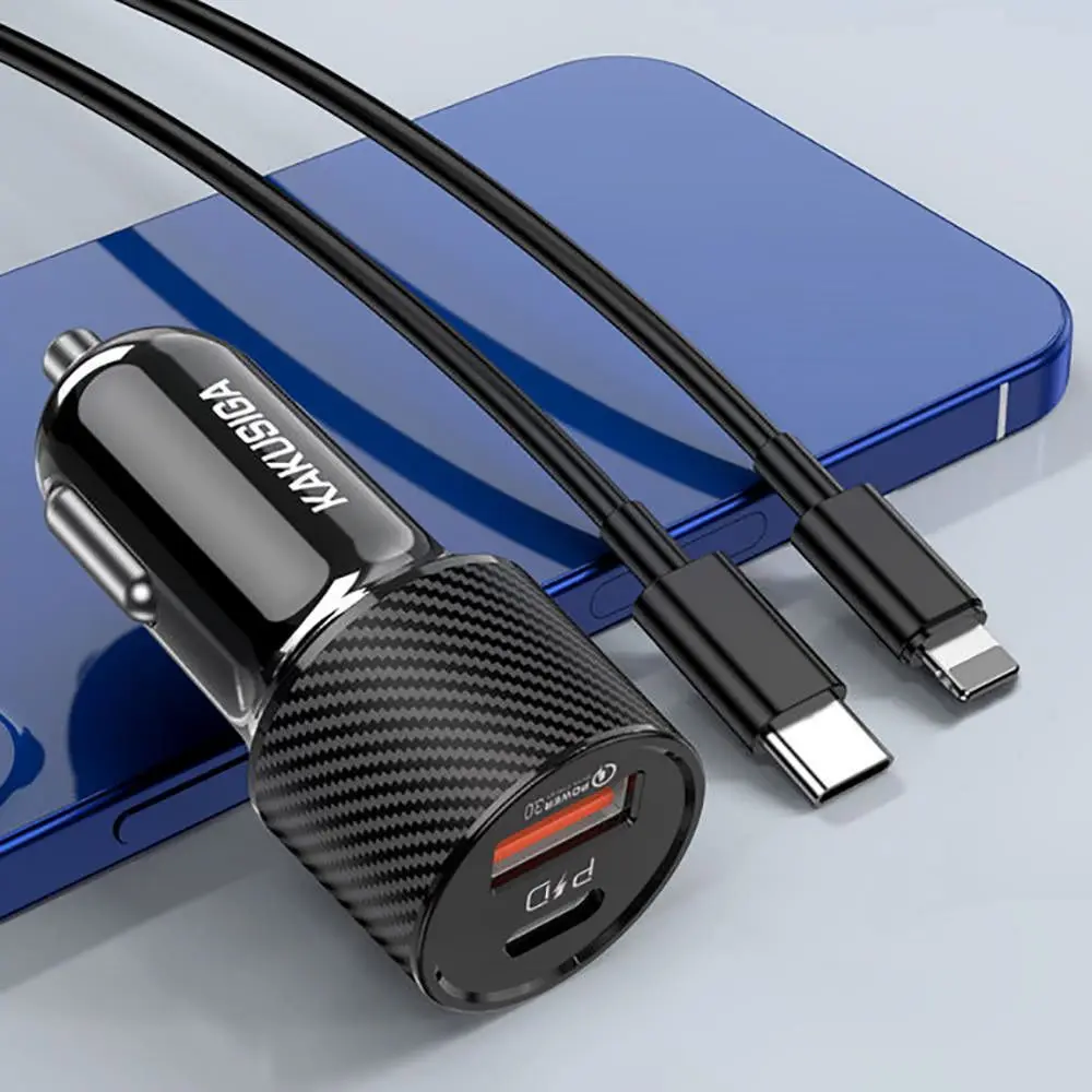 Автомобильное зарядное устройство Kakusiga KSC-678 + Lightning (Black)