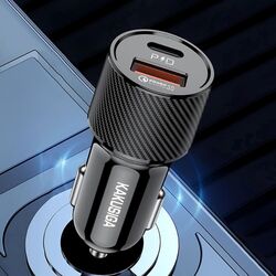 Автомобильное зарядное устройство Kakusiga KSC-678 + Lightning (Black) Thumb