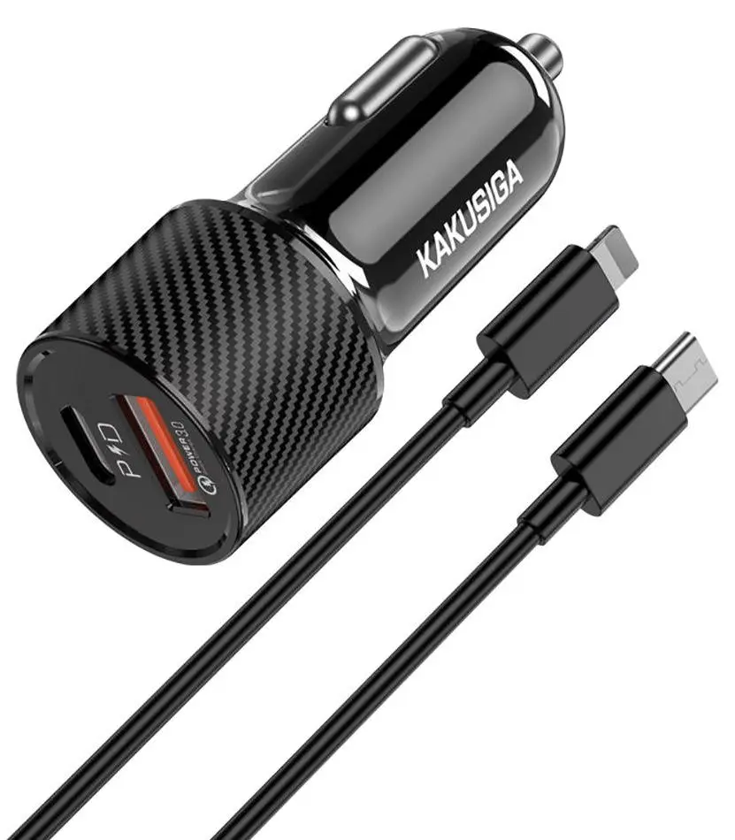 Автомобильное зарядное устройство Kakusiga KSC-678 + Lightning (Black)