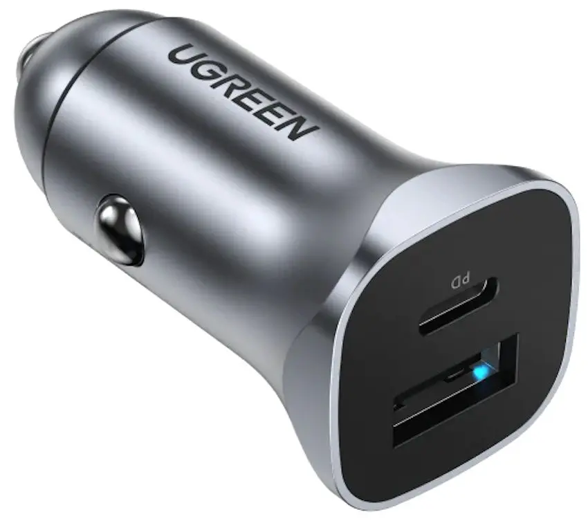 Incarcator auto Ugreen 24W USB-C Car Charger with PD & QC 3.0 (Space Grey)