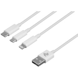 Кабель 3в1 USB to microUSB/Lighting/Type-C 2E CCMTLAB-WT 1.2m (White)