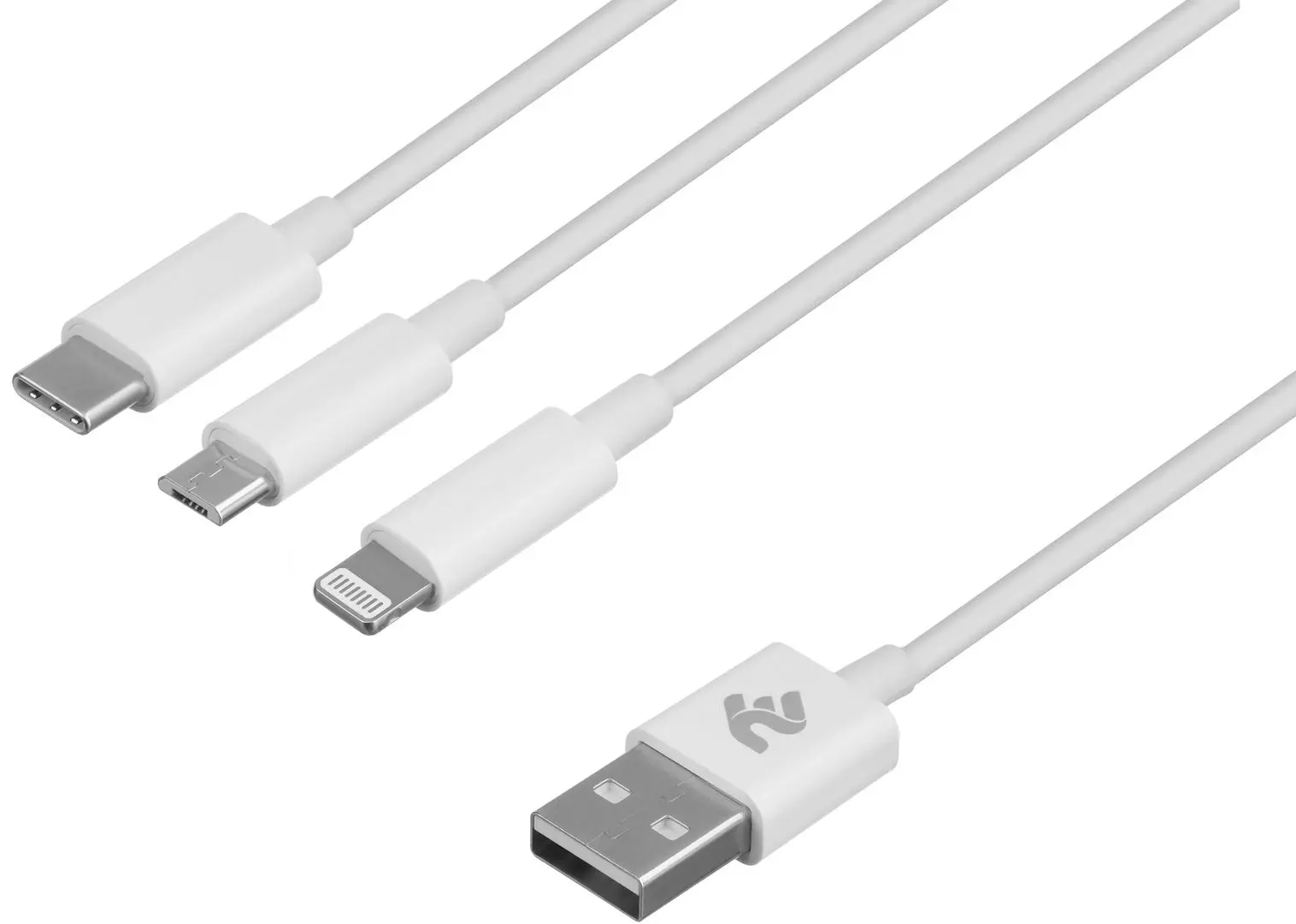 Кабель 3в1 USB to microUSB/Lighting/Type-C 2E CCMTLAB-WT 1.2m (White)