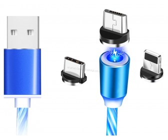 Кабель USB 3в1 Aptel KK21S LED (Blue)