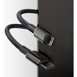 Cablu Type-C to Lightning Baseus Tungsten Gold CATLWJ-01 1m (Black) Thumb