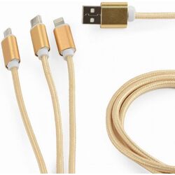 Кабель Cablexpert CC-USB2-AM31-1M-G USB x microUSB x Lightning x Type-C 1.8m (Gold)