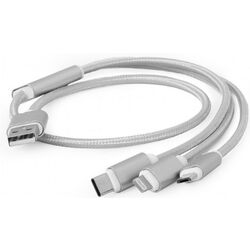 Кабель USB to microUSB to Lightning to Type-C Cablexpert CC-USB2-AM31-1M-S 1m (Silver)