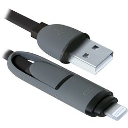 Кабель USB to MicroUSB+Lightning Defender USB10-03BP 1m (Black) Thumb