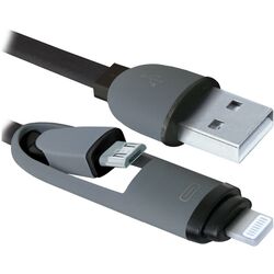 Кабель USB to MicroUSB+Lightning Defender USB10-03BP 1m (Black)