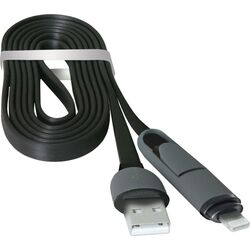Кабель USB to MicroUSB+Lightning Defender USB10-03BP 1m (Black) Thumb