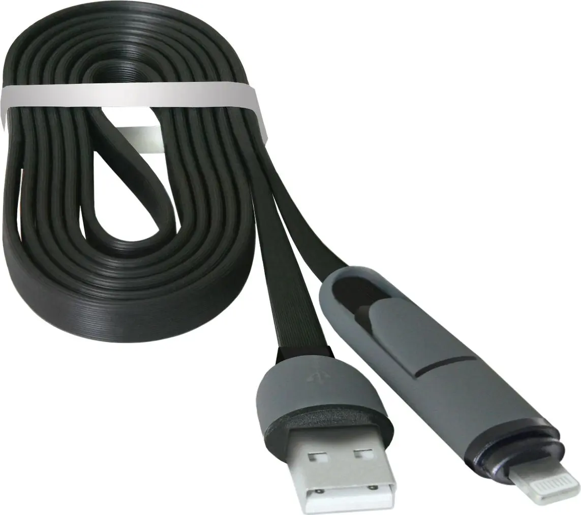 Кабель USB to MicroUSB+Lightning Defender USB10-03BP 1m (Black) - 4