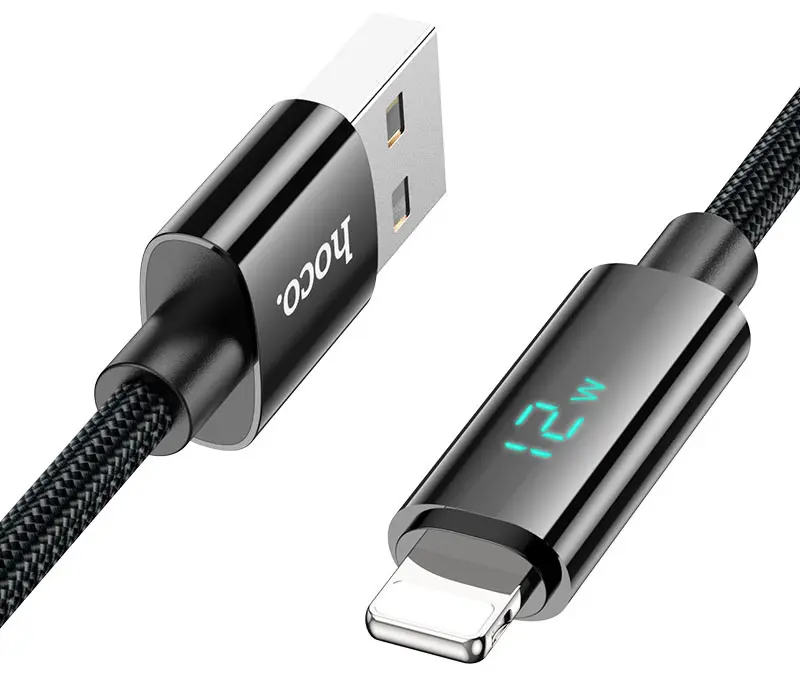 Кабель USB-A to Lightning Hoco U125 Benefit 1.2м (Black)