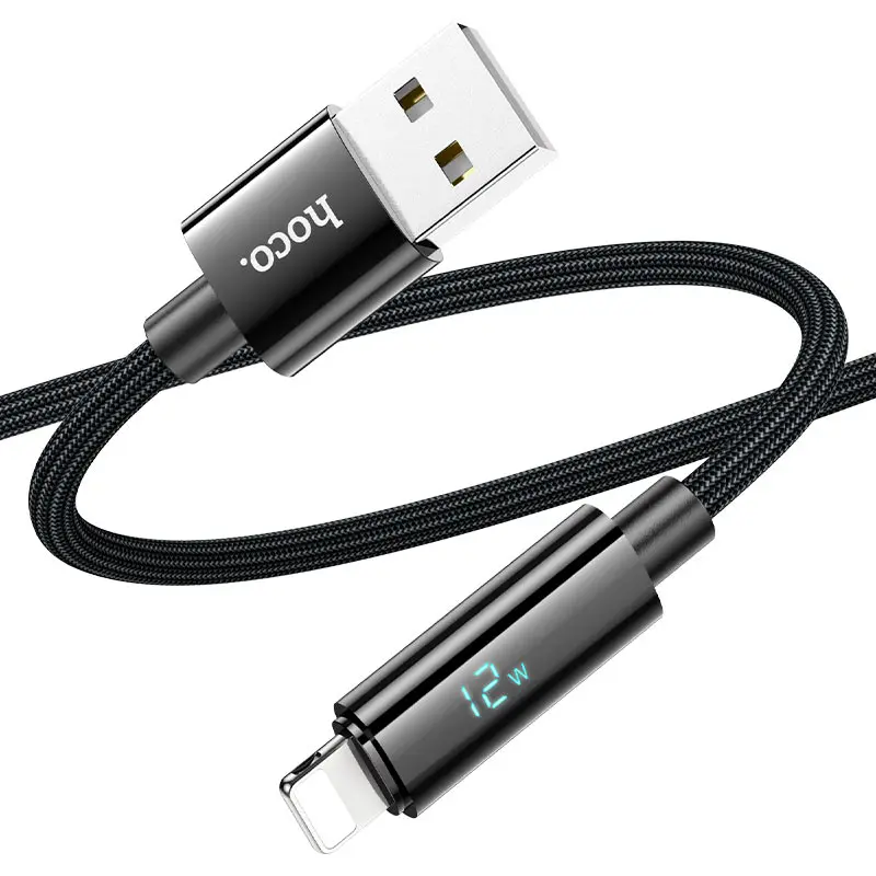 Кабель USB-A to Lightning Hoco U125 Benefit 1.2м (Black)