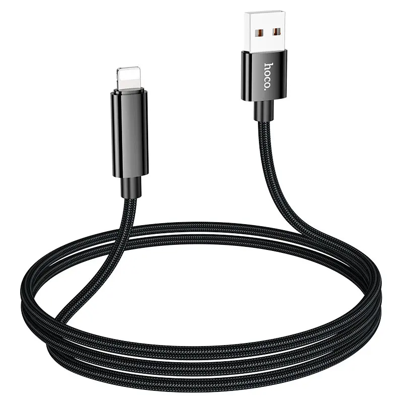 Кабель USB-A to Lightning Hoco U125 Benefit 1.2м (Black)