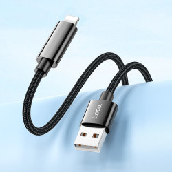 Кабель USB-A to Lightning Hoco U125 Benefit 1.2м (Black) Thumb