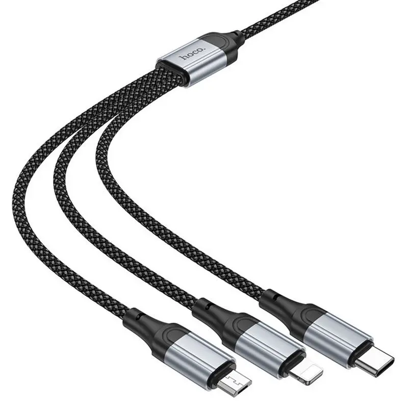 Кабель USB to Lightning/Type-C/MicroUSB Hoco X102 1m (Black)