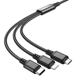 Кабель USB to Lightning/Type-C/MicroUSB Hoco X76 Super (Black) Thumb