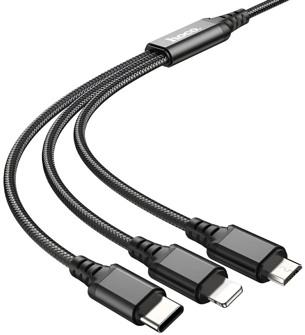Кабель USB to Lightning/Type-C/MicroUSB Hoco X76 Super (Black)