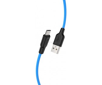 Cablu USB to Micro USB Hoco X21 Plus 1m (Black/Blue)