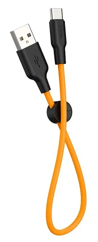 Кабель USB to Type-C Hoco X21 Plus 0.25м (Black/Orange)