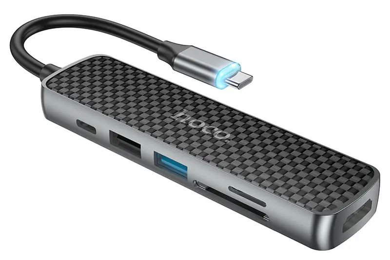 USB hub Hoco HB24 (Metal Grey)