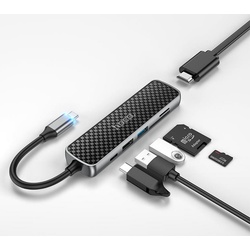 USB hub Hoco HB24 (Metal Grey) Thumb