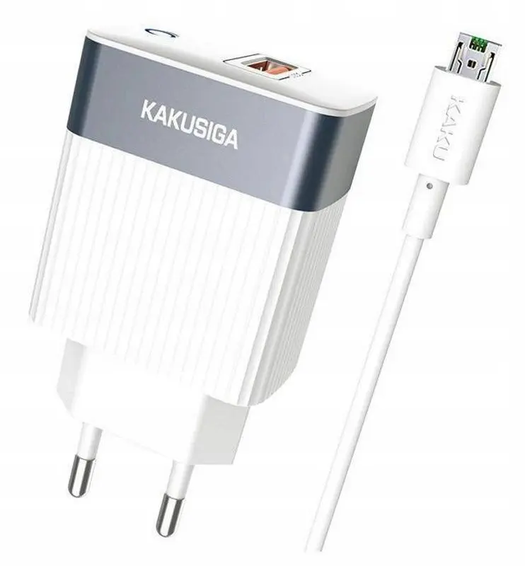 lncarcator + cablu USB to Micro USB Kakusiga KSC-369 (White)