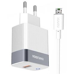 lncarcator + cablu USB to Micro USB Kakusiga KSC-369 (White)