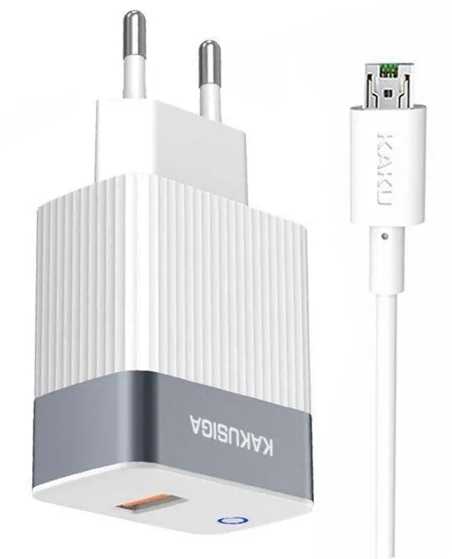 lncarcator + cablu USB to Micro USB Kakusiga KSC-369 (White)