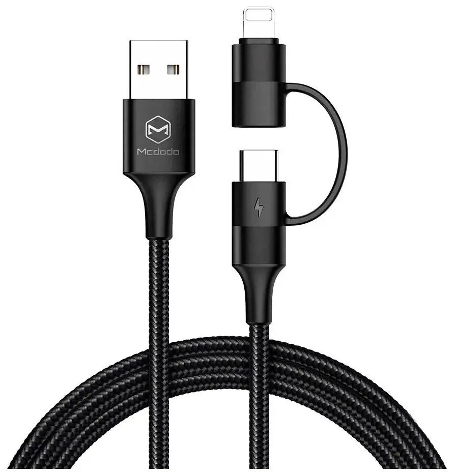 Cablu 2in1 Mcdodo USB-A to Lightning+Type-C CA-6800 1.2m (Black)