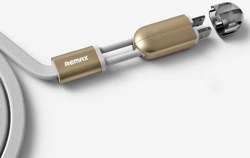 Cablu USB to Lightning/Micro USB Remax RC-025T 1m (White/Gold)