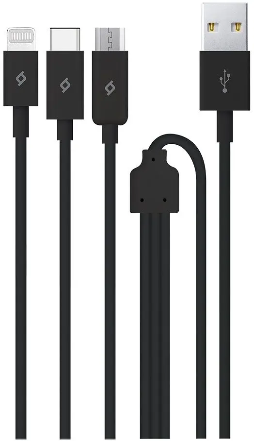 Кабель USB to Type-C Micro USB Type A Ttec Trio 2DK7521S 1.2m (Black)