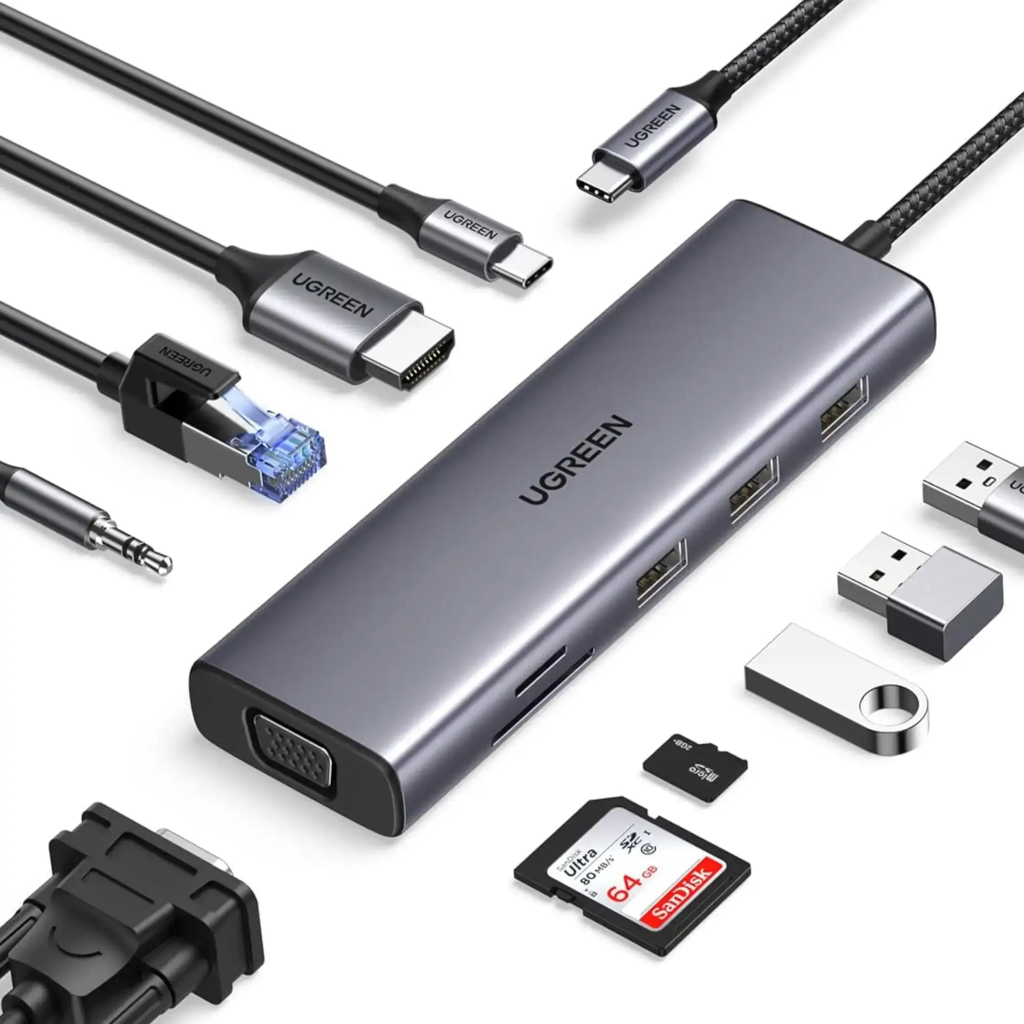 USB-концентратор Ugreen 15601 (Space Gray)