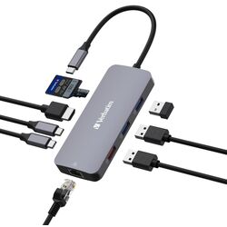 USB-концентратор Verbatim USB-C Pro CMH-09 (Grey) Thumb