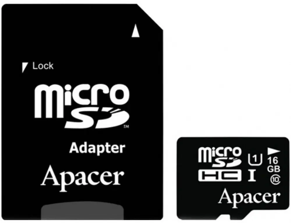 Карта памяти Apacer microSDHC Class 10 16GB UHS-I + SD Adapter