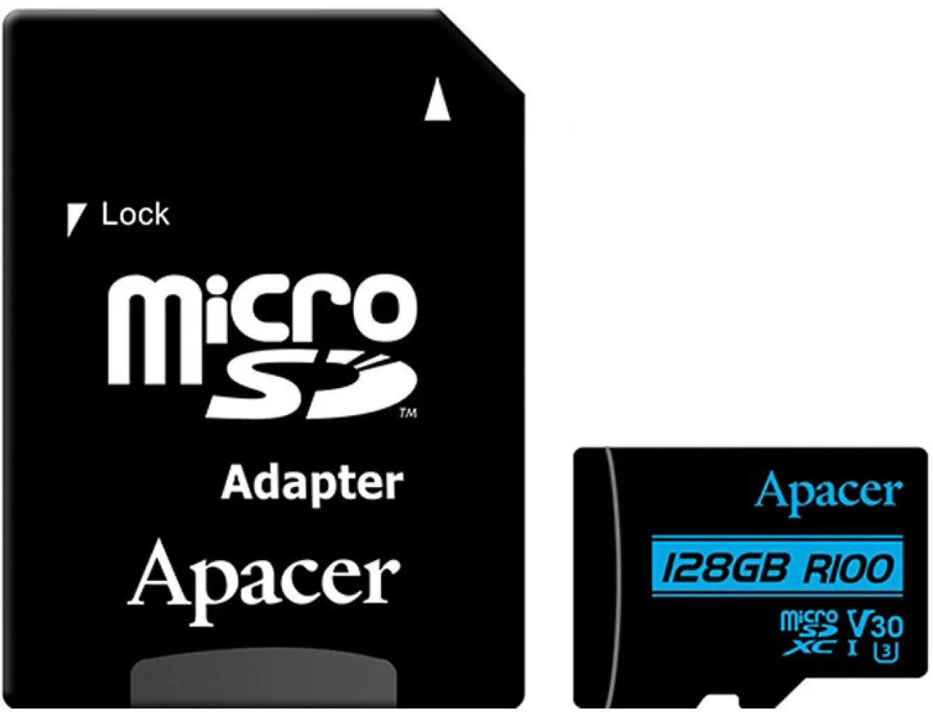 Card memorie Apacer microSDXC UHS-I U3 V30 R100 128GB + Adapter RP (AP128GMCSX10U7-R)