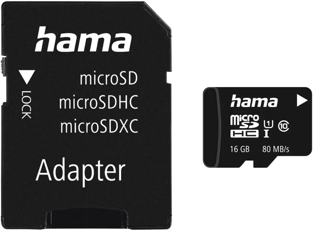 Карта памяти Hama 00124138 microSDHC 16GB Class 10 UHS-I + SD adapter
