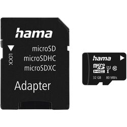 Карта памяти Hama microSDHC 32Gb Class 10 UHS-I 80MB/S + SD adapter