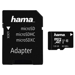 Карта памяти Hama MicroSDXC 128Gb Class 10 UHS-I 80MB/s + SD adapter