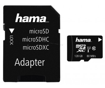 Card de memorie Hama MicroSDXC 128Gb Class 10 UHS-I 80MB/s + SD adapter