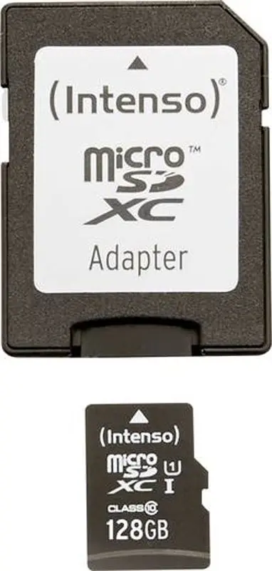 Карта памяти Intenso microSDXC class10 128Gb UHS-I + SD adapter (4034303019892)