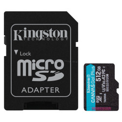 Card de memorie Kingston Canvas Go! Plus Gen3 microSD 512GB Class 10 UHS-I U3 + SD adapter