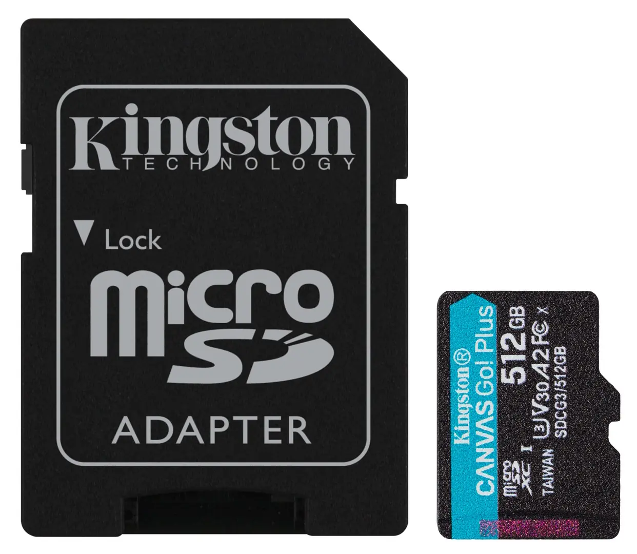 Card de memorie Kingston Canvas Go! Plus Gen3 microSD 512GB Class 10 UHS-I U3 + SD adapter