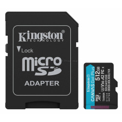 Card de memorie Kingston Canvas Go! Plus Gen4 microSD 512GB Class 10 UHS-I U3 + SD adapter