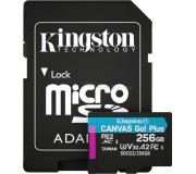 Card de memorie Kingston Canvas Go Plus microSDXC 256GB Class 10 UHS-I U3 + SD adapter