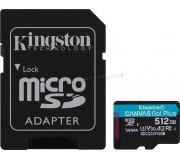 Card de memorie Kingston Canvas Go Plus microSDXC 512GB Class 10 UHS-I U3 + SD adapter