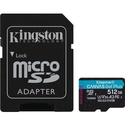 Card de memorie Kingston Canvas Go Plus microSDXC 512GB Class 10 UHS-I U3 + SD adapter