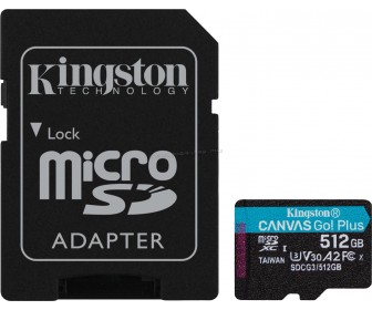 Card de memorie Kingston Canvas Go Plus microSDXC 512GB Class 10 UHS-I U3 + SD adapter