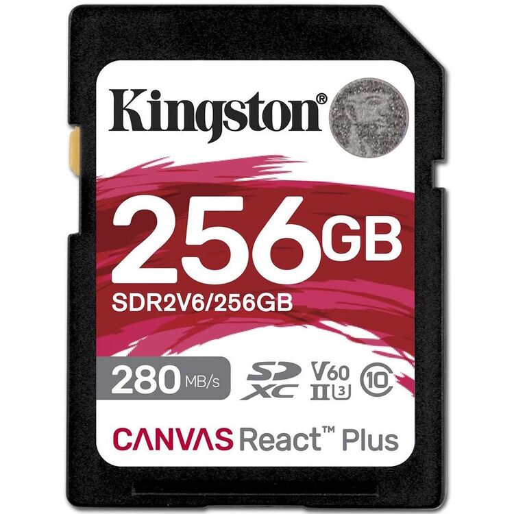 Карта памяти Kingston Canvas React Plus SD 256GB V60 Class 10 UHS-II (SDR2V6/256GB)