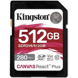 Card memorie Kingston Canvas React Plus SD 512GB V60 Class 10 UHS-II (SDR2V6/512GB)